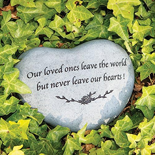 Memorial Engraved Stone Natural River Heart Shaped Garden Decor Stone -Our Loved Ones Leave The World