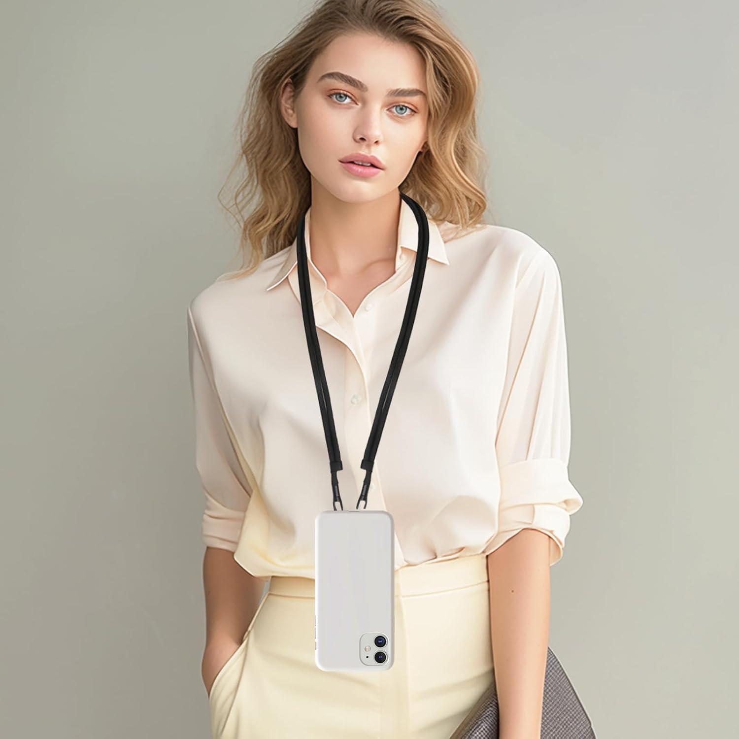 Cell Phone Lanyard, Upgraded Double Buckle Hole Ring Cell Phone Lanyard Patch and Adjustable Neck Strap Compatible with iPhone 12-17, No-Residue Adhesive-Free Design (Black) - Image 7