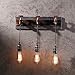 KunMai Vintage Metal Water Pipe Edison Bulb Hanging Indoor Wall Light Sconce Fixture Retro Style (3-Light)