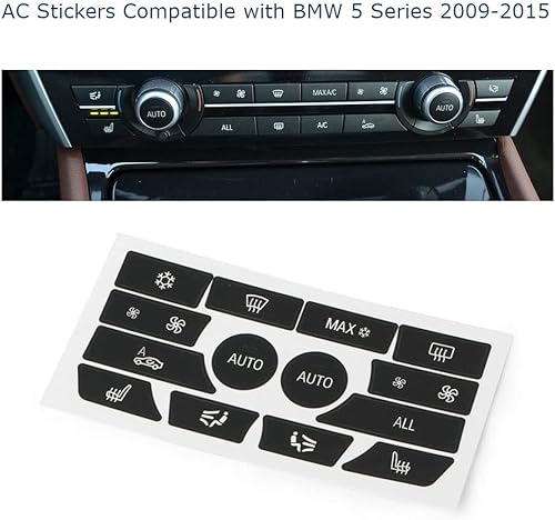 Miniatura 2 de Ombialo Kit de reparación de botón de salpicadero de CA, calcomanías compatibles con BMW Serie 5 2009-2015, 1 unidad (BMW-5 Series), negro mate