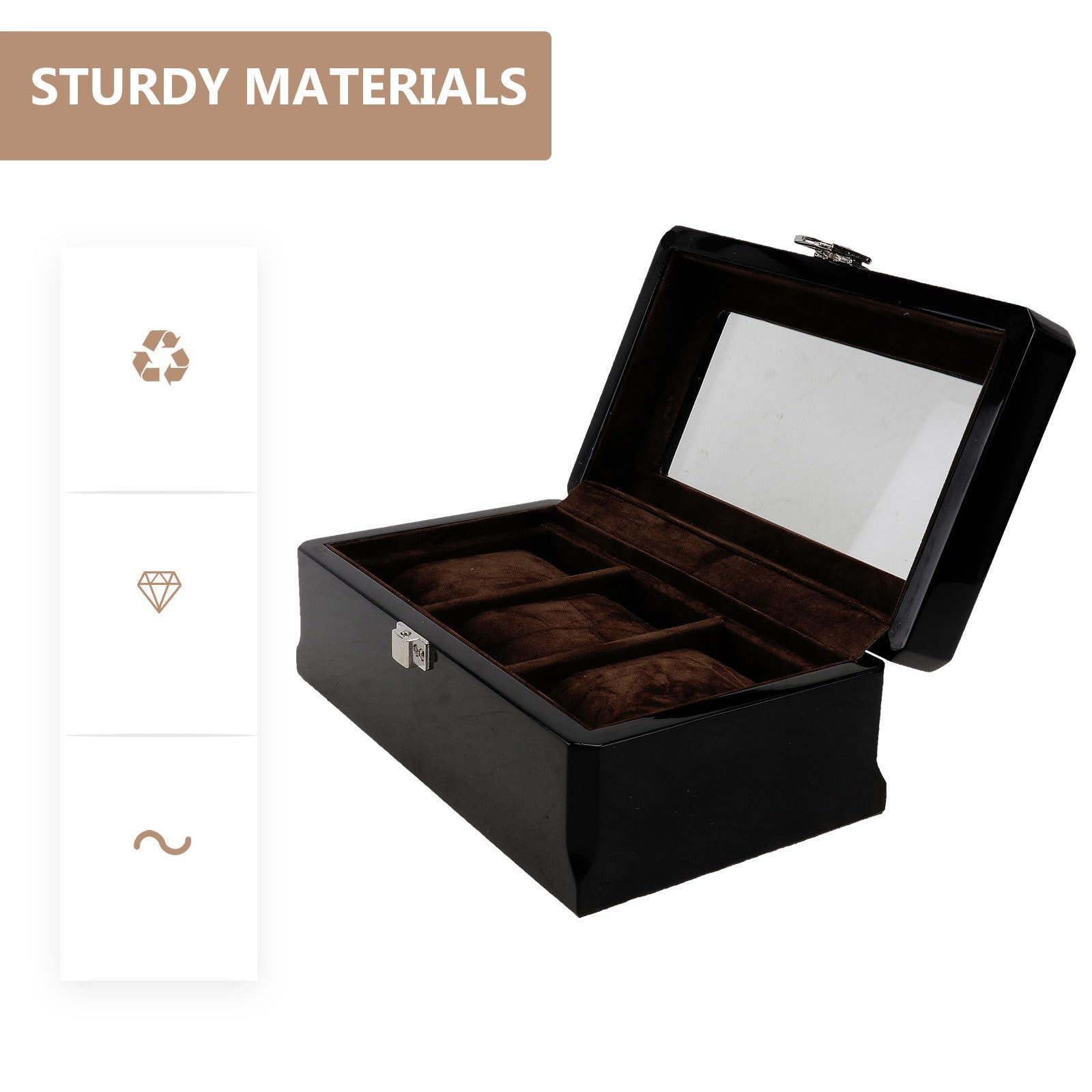 ifundom Vintage Uhrenaufbewahrungsbox mit 3 Slots, Schwarz | Armbanduhr Kasten für Geschenk zum Geburtstag und Valentinstag, Elegante Aufbewahrung für 3 Uhren