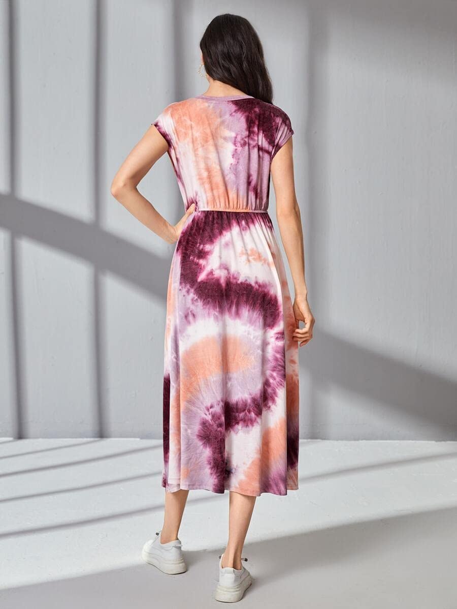 Om Sai Latest Creation Women's Sleeveless Flare Cut Dress | Ruffled Slit Maxi | A-Line V-Neck Crepe Dress (Small, Purple)
