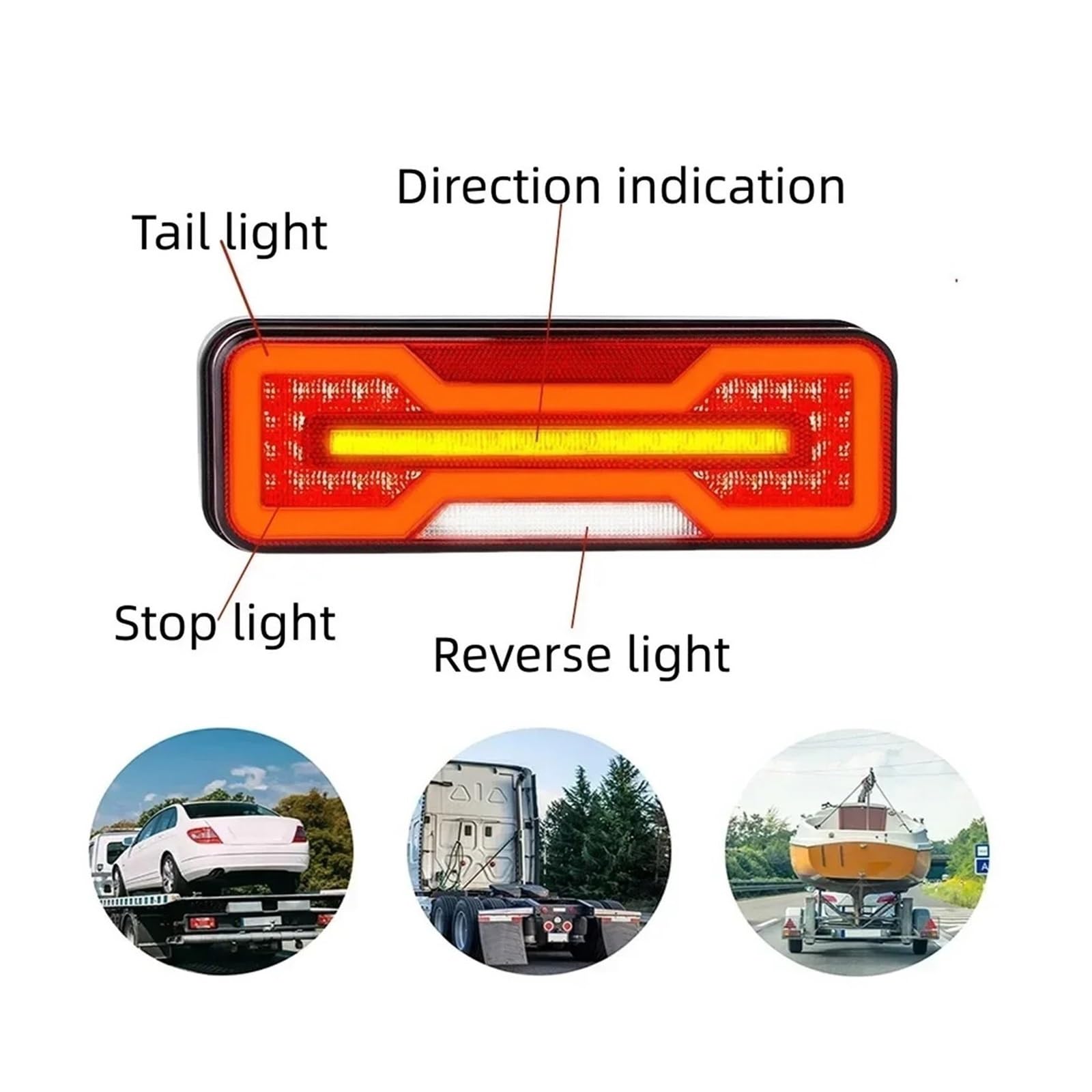 2 Luces Traseras Combinadas LED Impermeables 12V/24V con Intermitentes, Luz Freno, Marcha Atrás Y Luz Antiniebla para Remolque, Camión O Caravana. Luz de Frenos