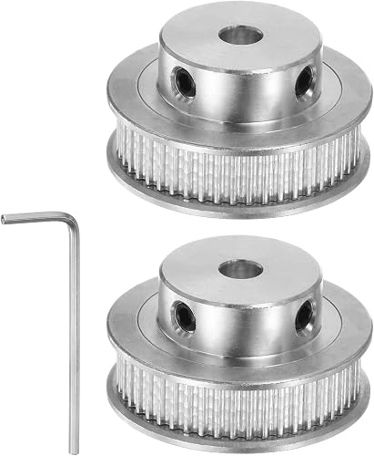 sourcing map 2pcs 2GT Tendeur Poulie 48 Dents 5 mm Alésage Argen 