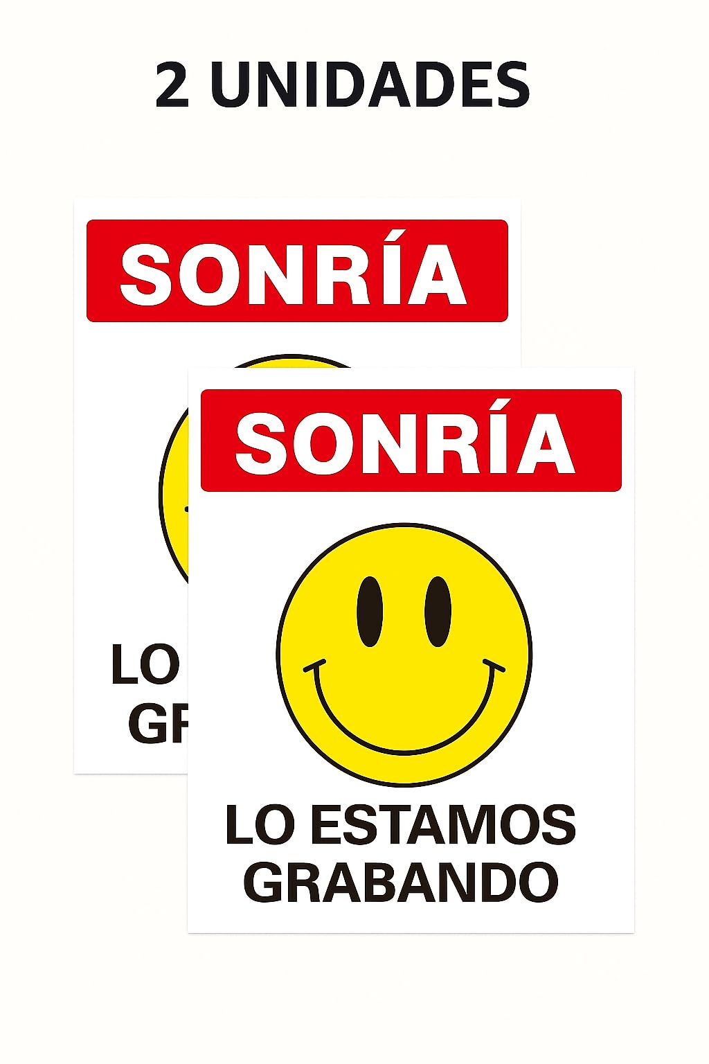 Pegatina Cartel Videovigilancia 12x15cm “¡Sonría, lo estamos grabando!” x 2 unid. Adhesivo Seguridad para Cámaras CCTV, Sticker Disuasorio para Casa, Negocio, Exterior Interior, Sistema de Grabación