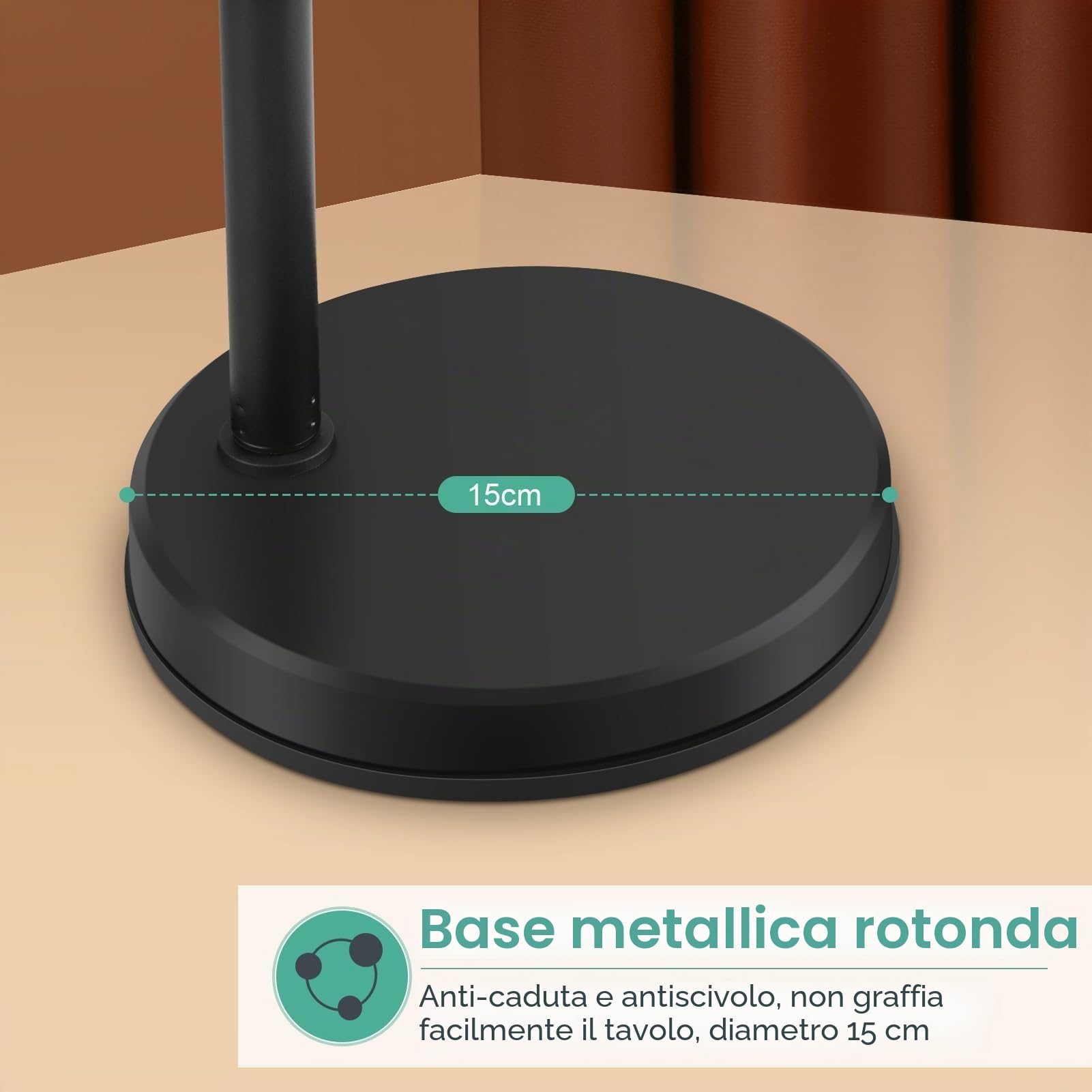 Supporto da Tavolo per Telefono in Streaming Live, Supporto per Telefono per Fotografia Desktop Regolabile in Altezza e Angolazione con Base Rotonda Robusta per Luce di Riempimento per Riprese Video F