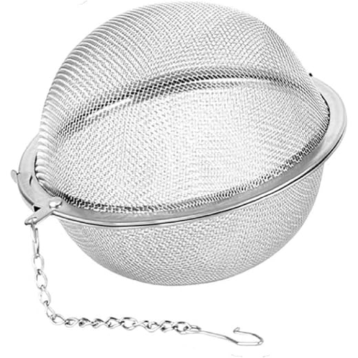 KRIVETY Stainless Steel Tea Ball Strainer Mesh Infuser Filter Reusable Spice Filter Ball Herbs Infuser with Extended Chain Hook for Loose Leaf Tea and Spices Seasoning (Large, Pack of 1)
