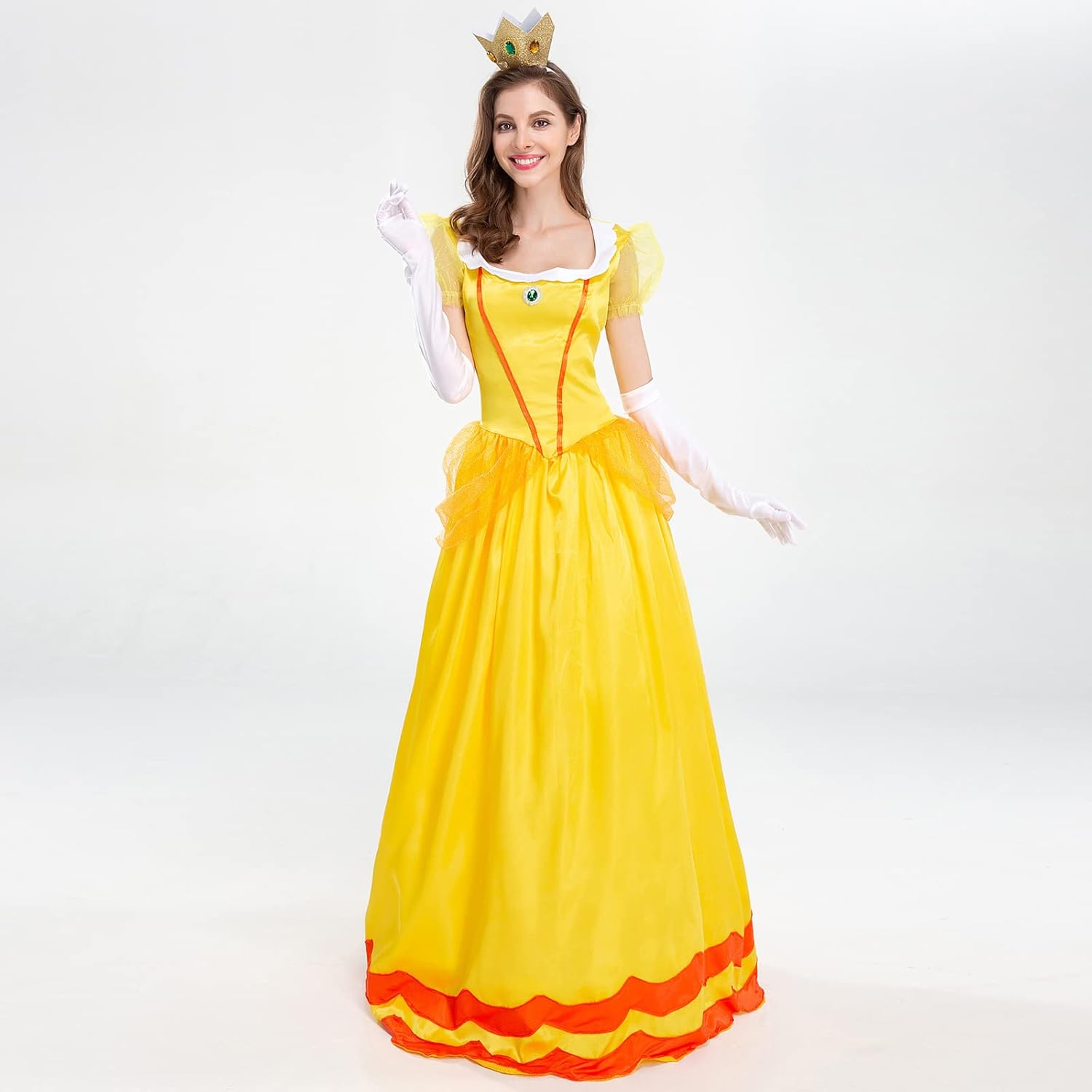 Women’s Princess Halloween Costume Adult Cosplay Dress Crown Birthday Carnival Party Fancy Dress Up Dance Gown