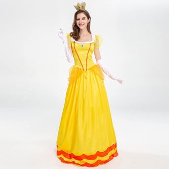 Womens Princess Halloween Costume Adult Cosplay Dress Crown Birthday Carnival Party Fancy Dress Up Dance Gown