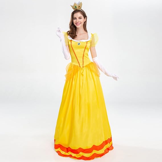 Womens Princess Halloween Costume Adult Cosplay Dress Crown Birthday Carnival Party Fancy Dress Up Dance Gown
