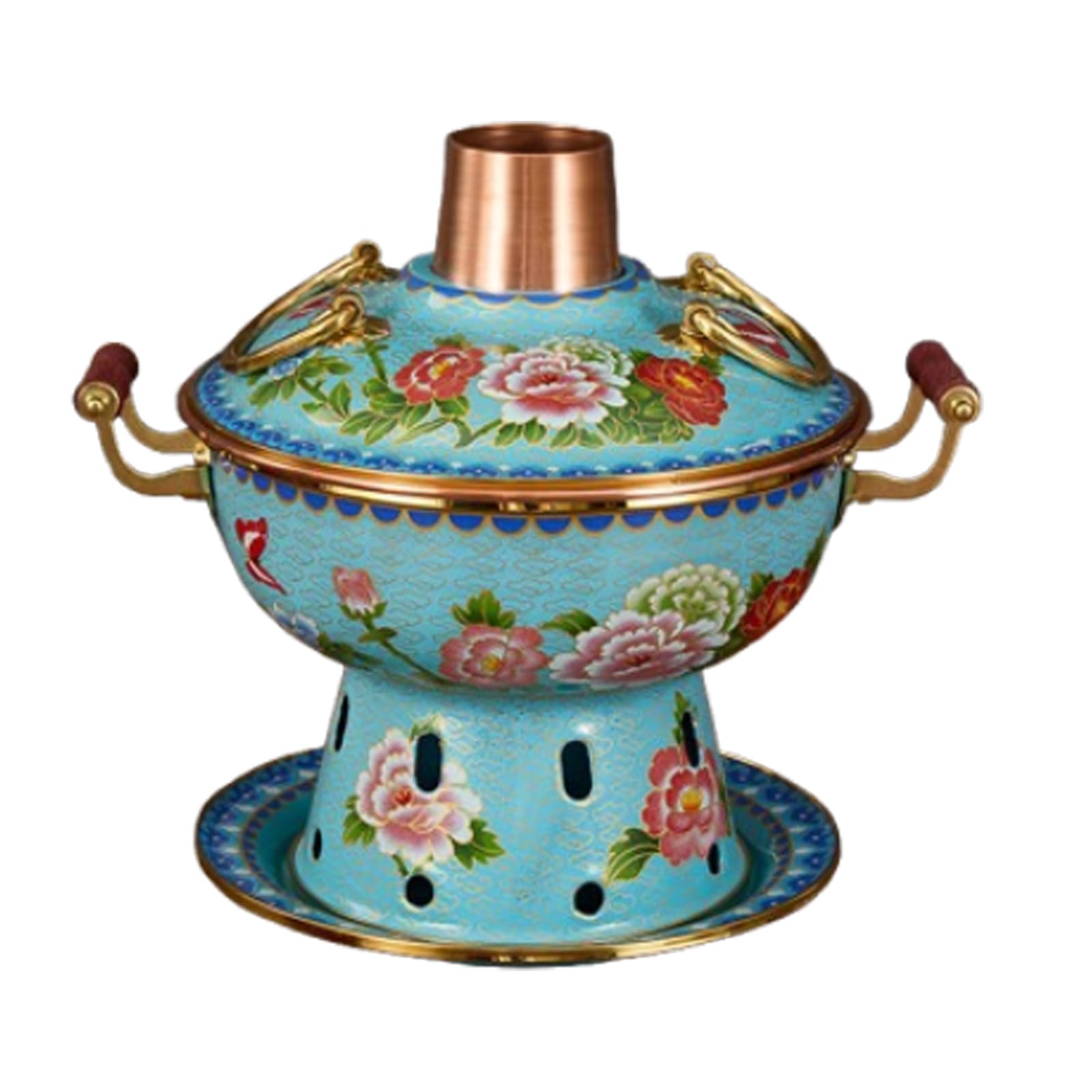 HTTGDGDH Enamel Pot Cloisonne Hot Pot Buffet Hot Soup Pot Copper Single Person Hotpot Sturdy Home Use Shabu Pot Old Beijing Hot Pot,I,C