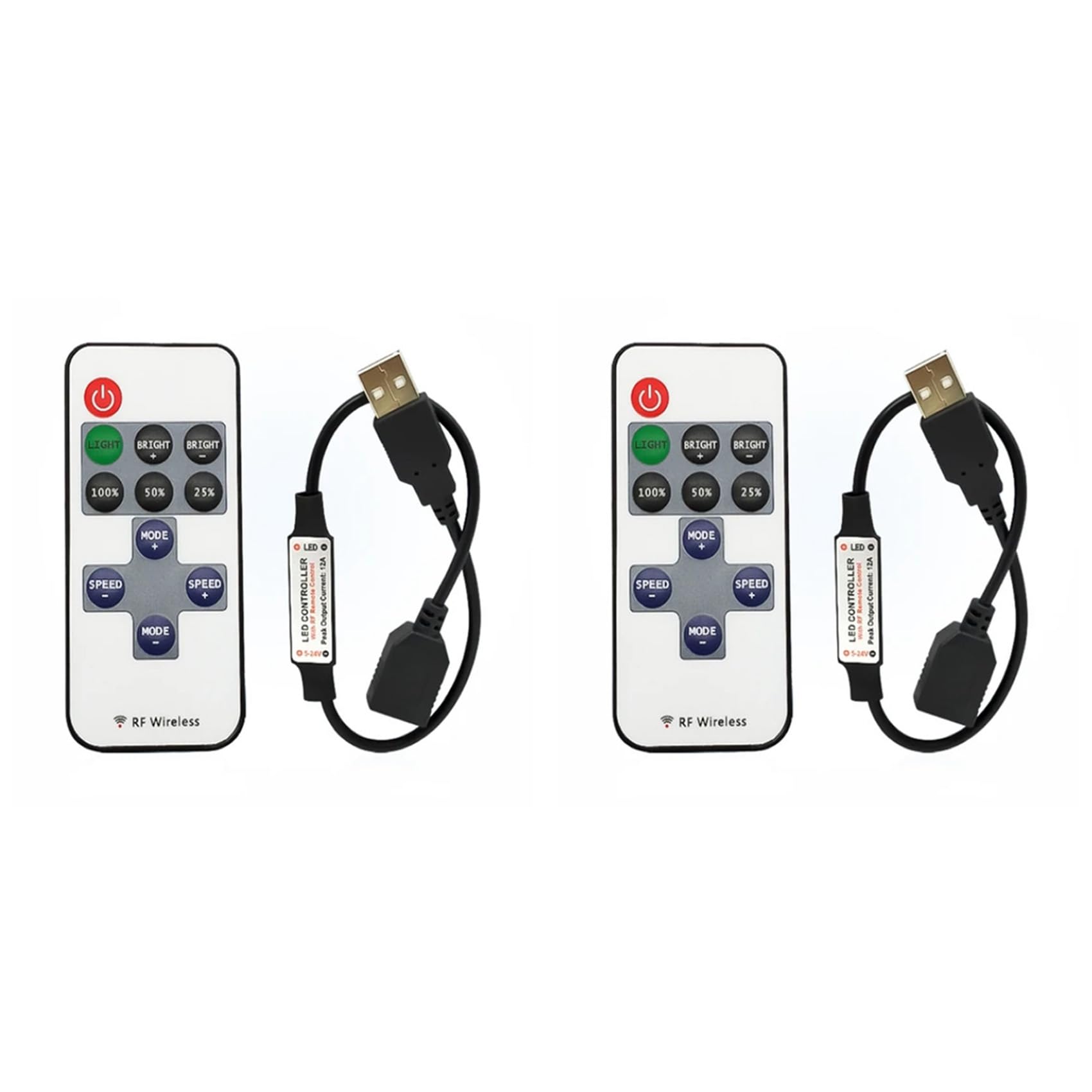 Jnchdghwa 2X 11 Keys LED Strip Controller Mini Dimmer Remote 5V USB Interface Controller for 5050/2835 Single Color LED Strip