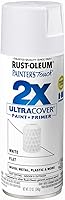 Vista 2 de Rust-Oleum 249126 Painter's Touch 2X Ultra Cover Pintura en aerosol, 12 onzas, blanco plano