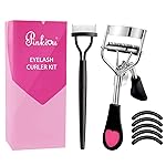 Pinkiou Eyelash Curlers with Comb and Eyelash Separator Set Professional Lash Curler with Built-in Comb Ergonomic Heart-Shaped Handle and Eyelash Comb Tool for Daily Makeup