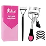 Pinkiou Eyelash Curlers with Comb and Eyelash Separator Set Professional Lash Curler with Built-in Comb Ergonomic Heart-Shaped Handle and Eyelash Comb Tool for Daily Makeup