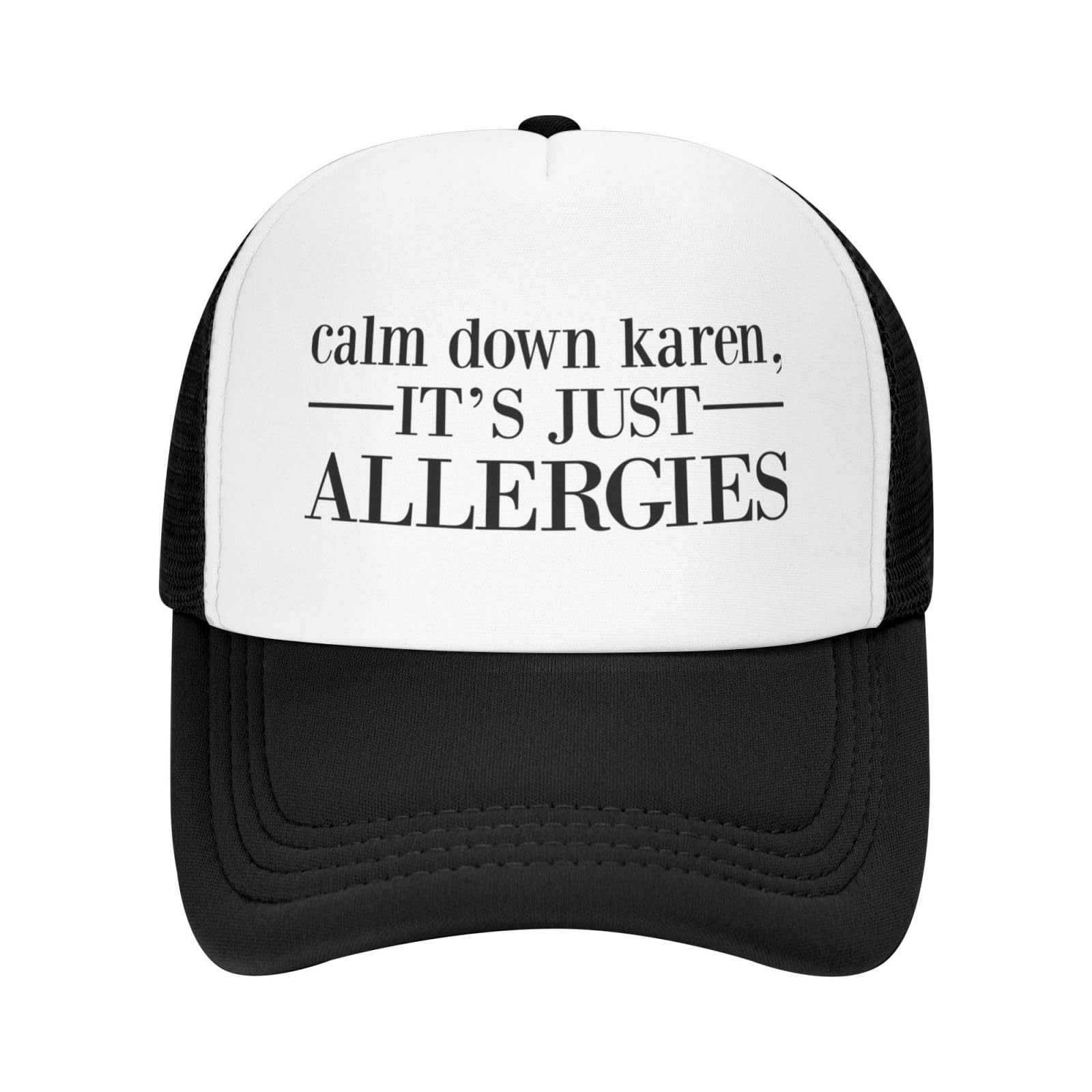 Calm-Down-Karen-It's-Just-Allergies-Funny Gifts Trucker Hat Washed Hat Baseball Caps Retro Adjustable for Men Women