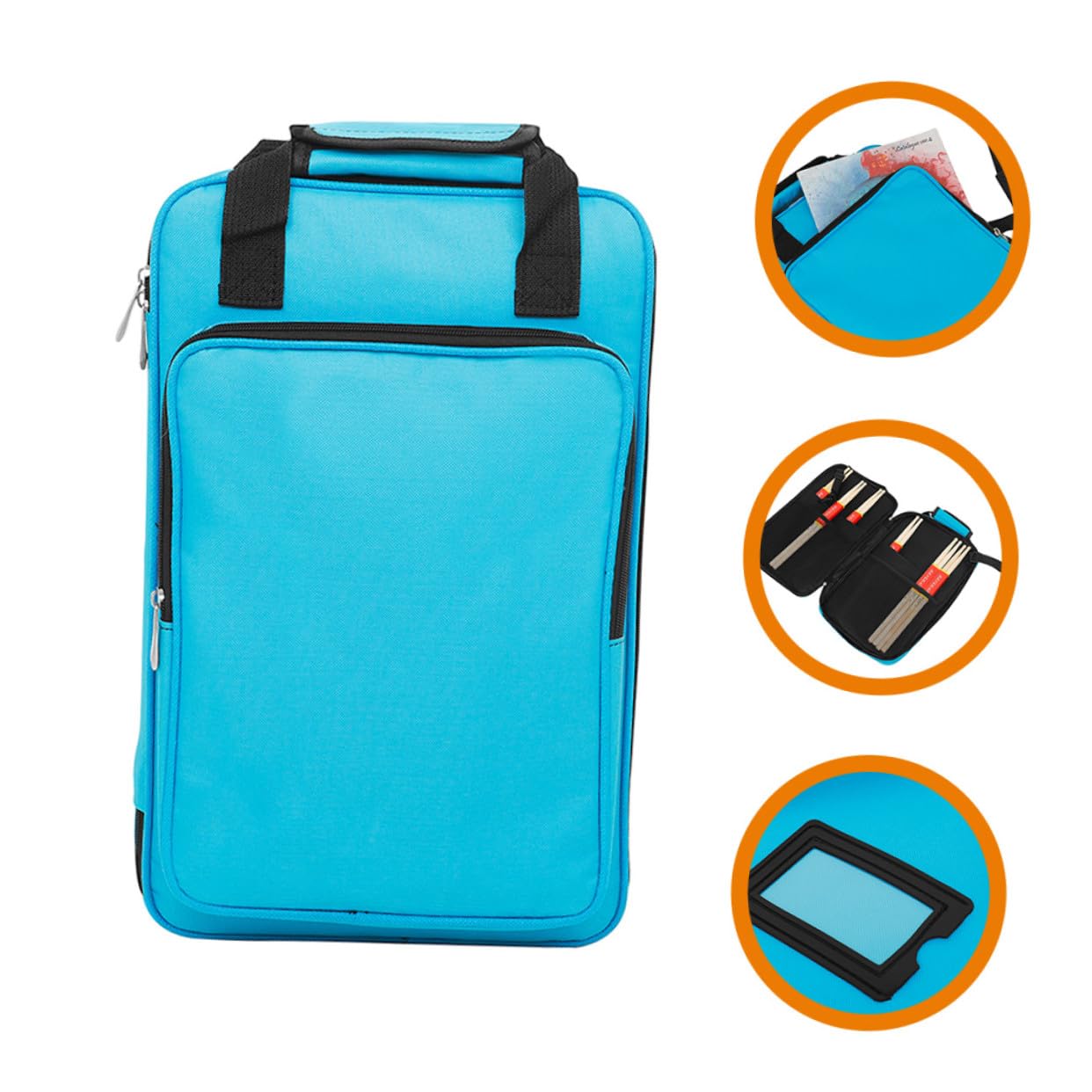 GALPADA Borsa Tracolla e Manici Bacchette Batteria Oxford Blu per e Comoda da Trasportare, Sacchetto di Conservazione per Percussioni