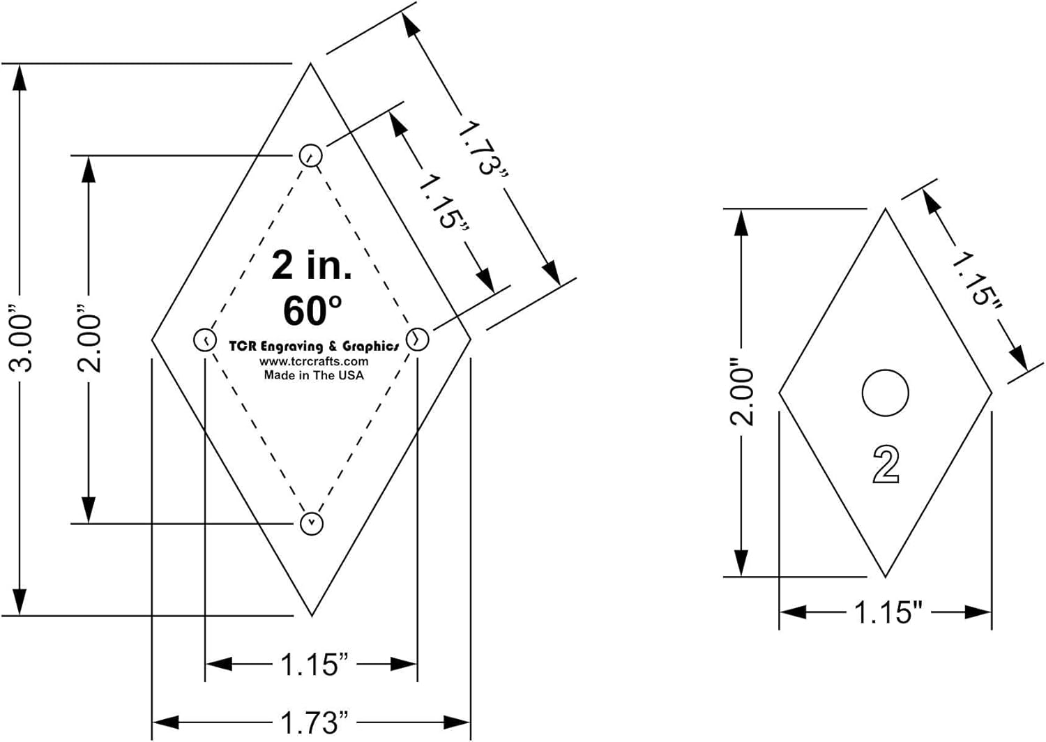 Mylar 2 Inch Diamonds 51 Piece Set - Quilting/Sewing Templates