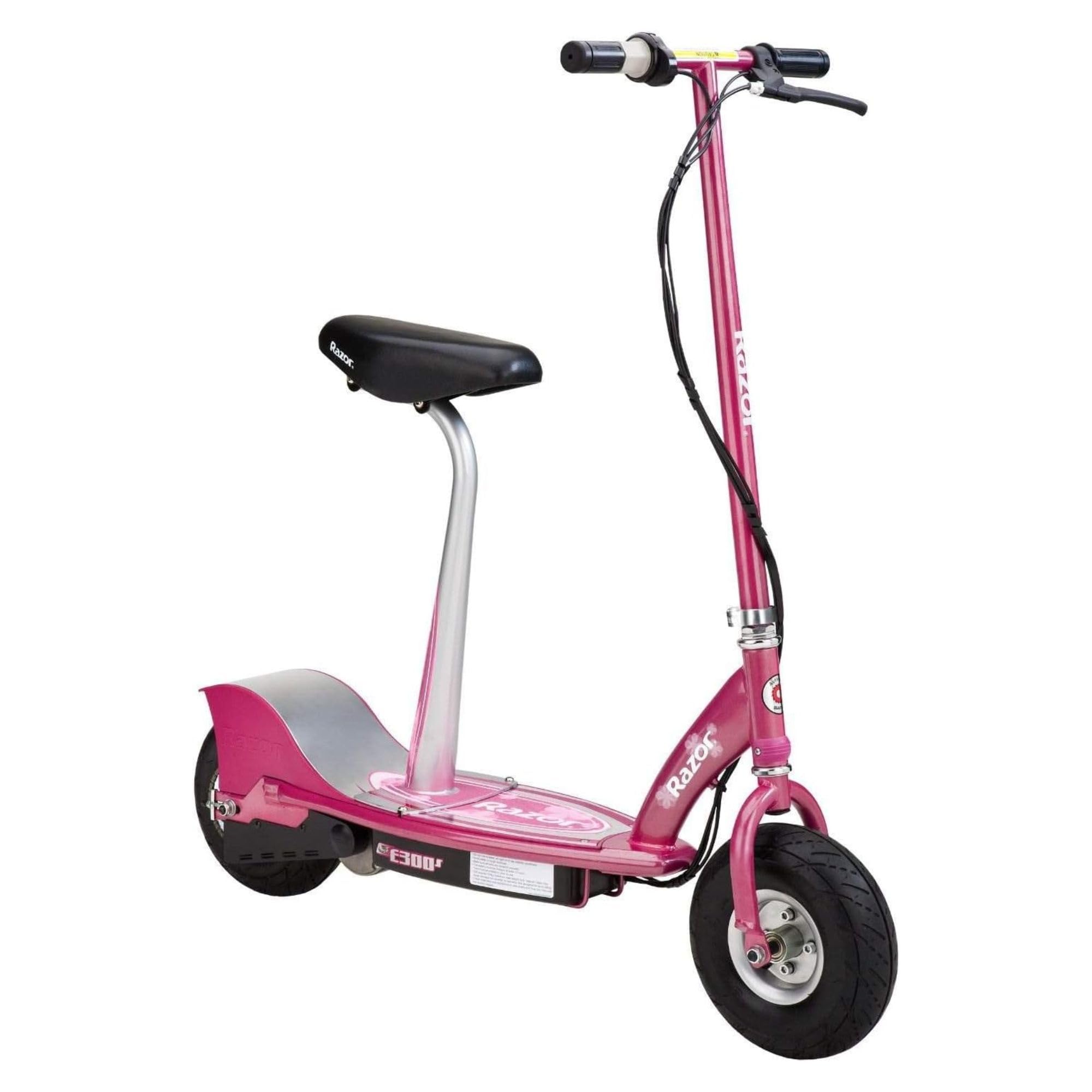 Razor E300S Seated Electric Scooter for Kids Ages 13+ - 9" Pneumatic Tires, Removable Seat, Up to 15 mph and 40 min of Ride Time, for Riders up to 220 lbs