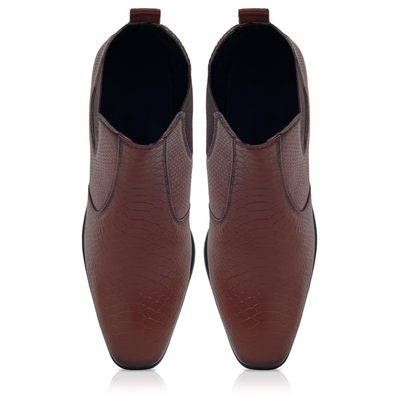 GenericMen's Chelsea Boots, Snake Pattern Leather, Black Ankle Boots with Elastic Side Panels, Stylish & Versatile Formal & Casual & Versatile