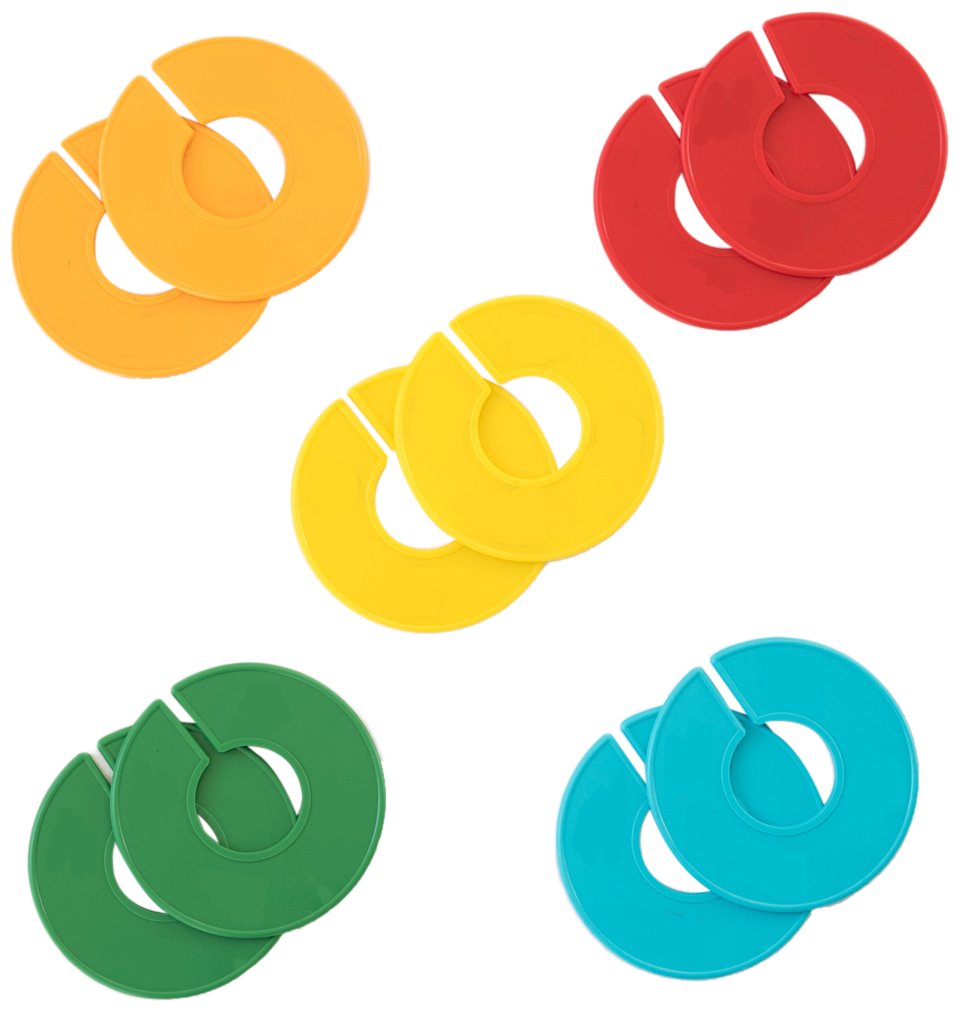 NAHANCO CCKIT5, Mixed Colors, Round Clothing Size Dividers, Blank, Kit of 10 (5 Colors, 2 Each)