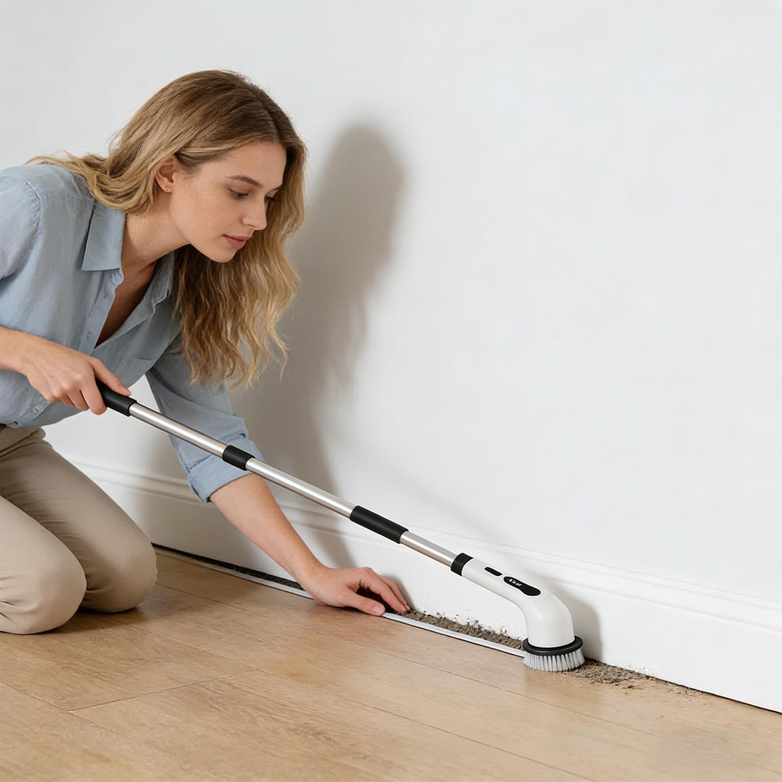 Cepillo Eléctrico para la Limpieza Mango Ajustable | Cepillo Recargable Inalámbrico Limpiador Para la ducha, la bañera, el inodoro, el azulejo, la lechada, la pared, la cocina,