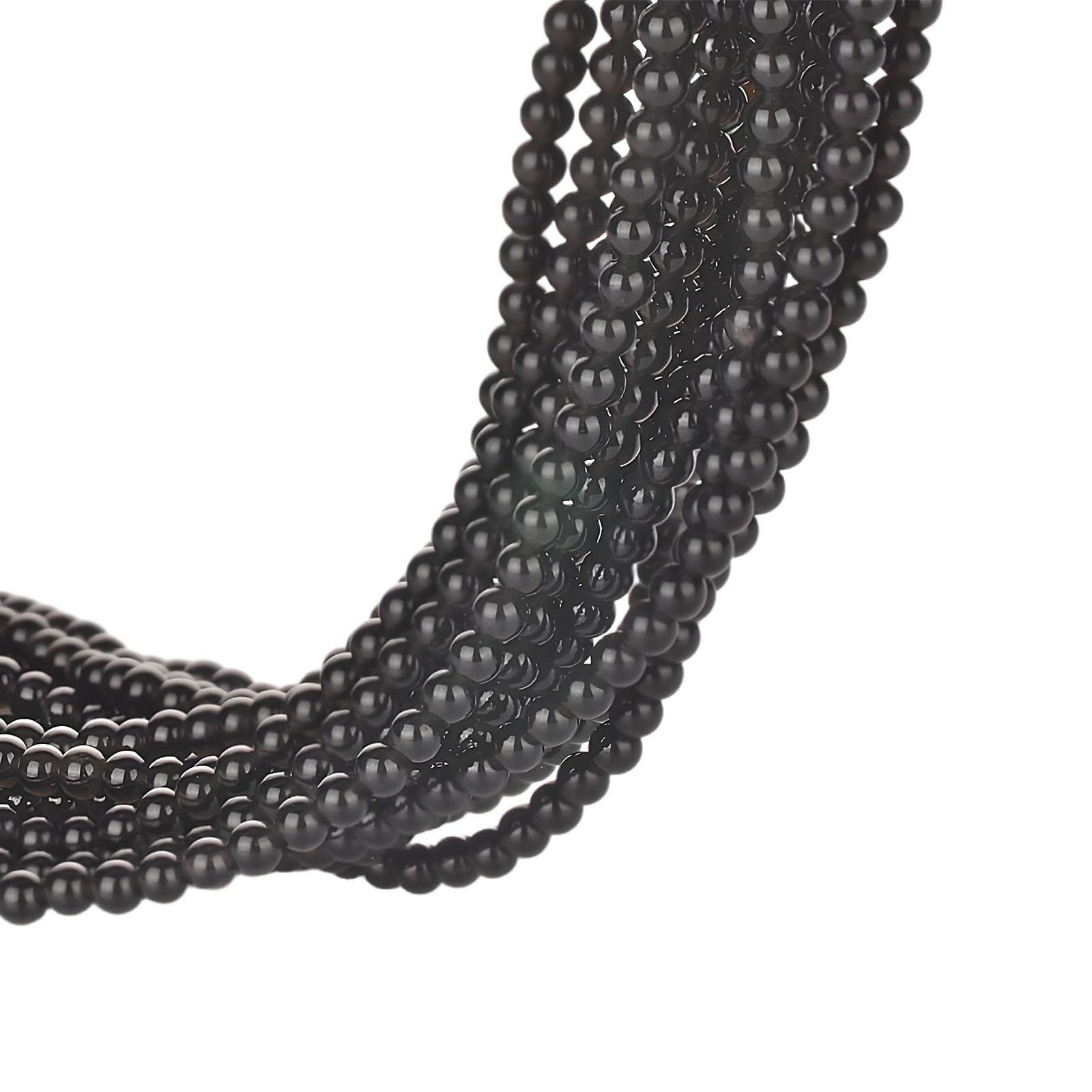 4mm Round Natural Stone Beads for Bracelets, Crystal Semi Precious Gemstones for Jewelry Crafting Earring Necklace Keychain Making (Black Obsidian)