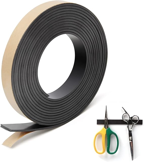 Hoedia 3m Magnetic Tape, Magnetic Strip Self Adhesive, Flexible Magnetic Strip Sticky Back Magnet Roll 1/2 Inch x 10 Feet for Office, Fridge, DIY Projects, Whiteboards & Fridge Organization