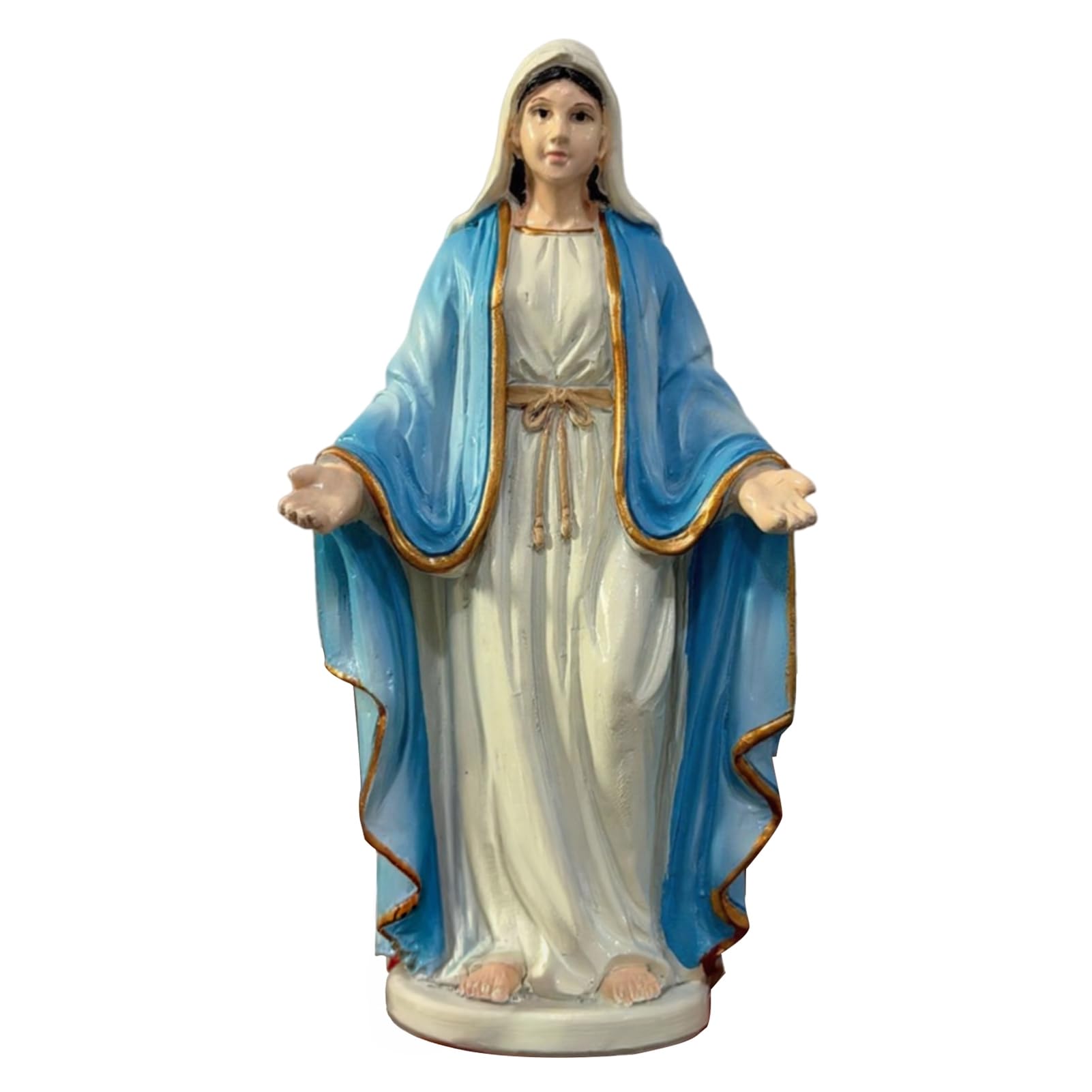 Blessed Mother Virgin Mary Statue with Open Arm Religious Catholic Sculpture Hand Painted Saint Mary Figurine for Indoor Home