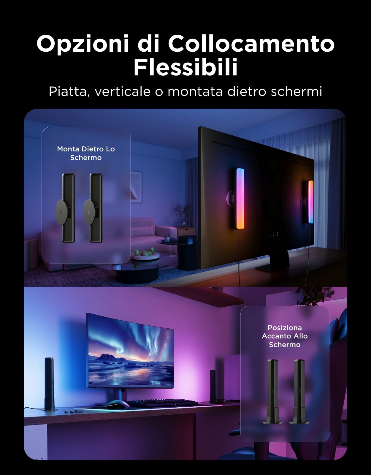 Govee Barre Luminose a LED Intelligenti, Retroilluminazione RGBICWW per TV