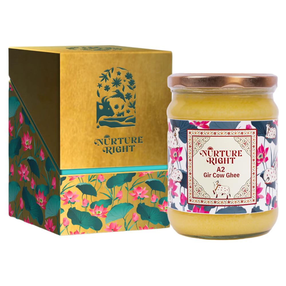 Nurture Right A2 Gir Cow Ghee 500ml | FSSAI + ISO Certified | NABL Tested | QR Traced | Pure Gir Cow A2 Milk | No Additives | Glass Jar-image-49