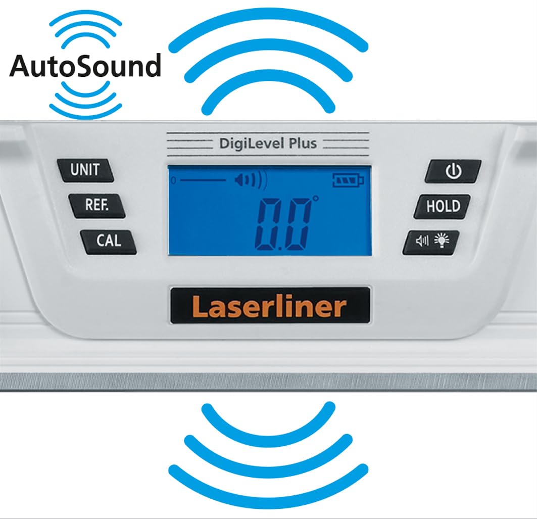 Laserliner - Nivel de burbuja digital DigiLevel Plus 60 | Medición de ángulo de 360°, calibración por giro, soporte magnético, pantalla plegable fácil de leer