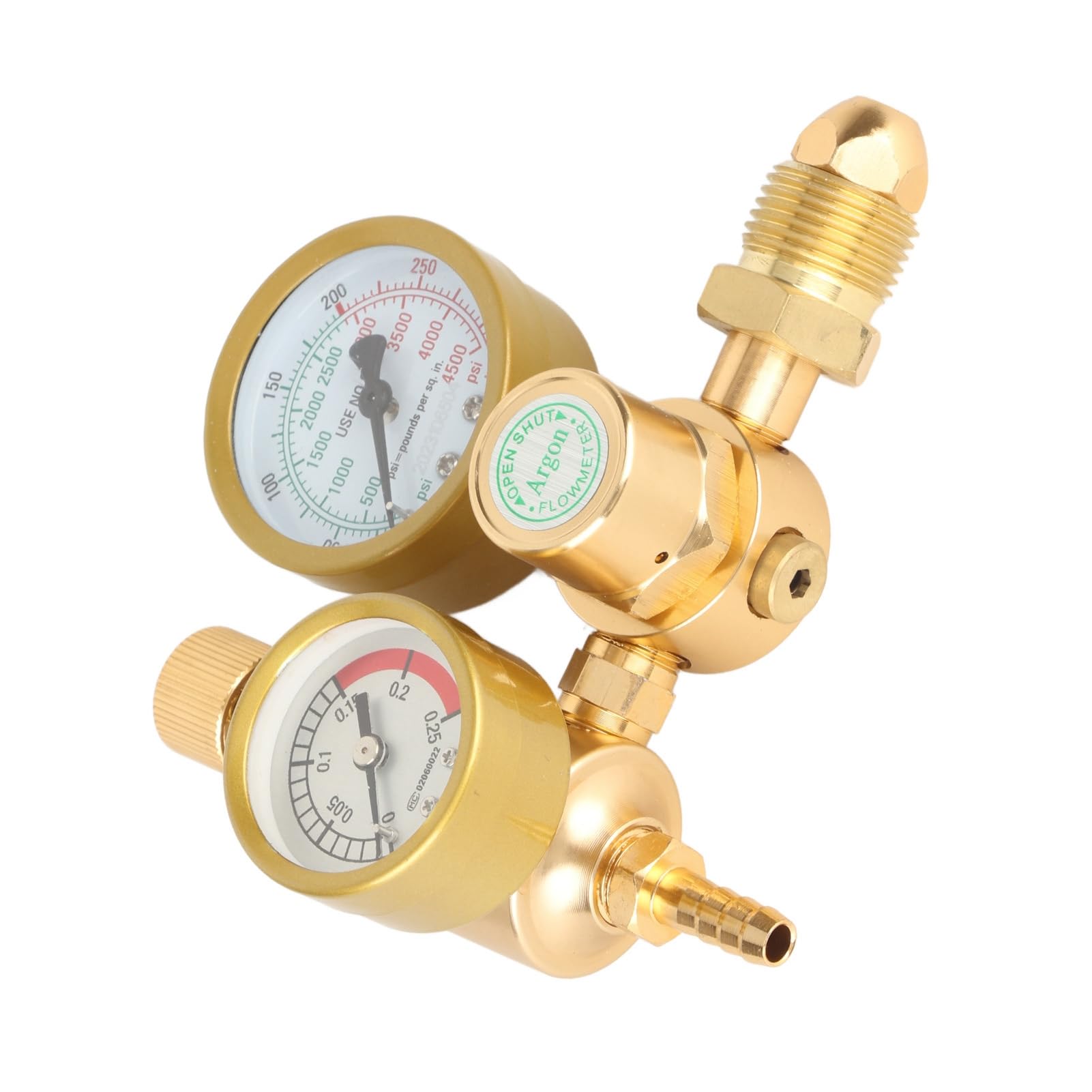 Regolatore Flussometro CO2 Argon, Doppio Manometro, Regolatore Gas per Saldatrici MIG TIG, Ingresso 0 4500 Psi, 1 Uscita 4 Pollici, Filettatura Maschio G5 8 Pollici, Portata