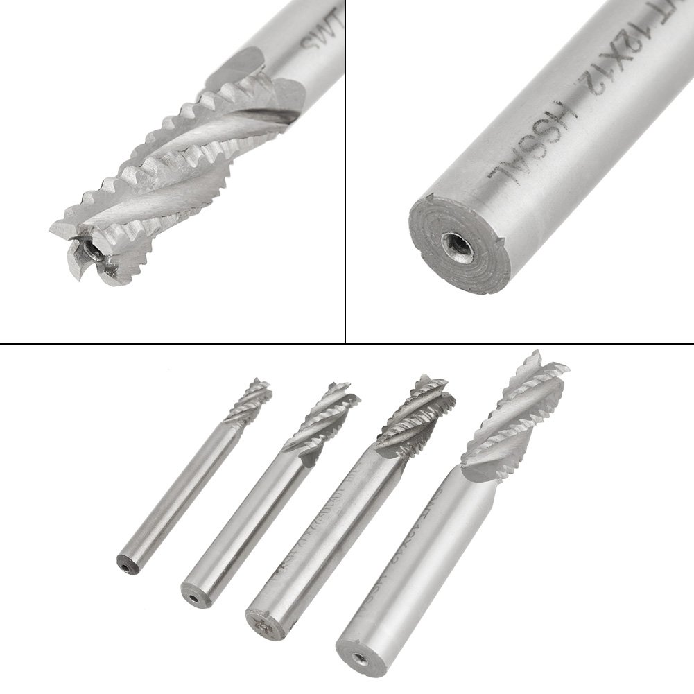 Milling Cutter,End Mill 4pcs 4 Flutes HSS Roughing End Mill CNC Router