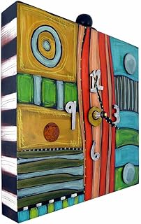 Modern Artisans Eclectic Hand-Painted Box Clock for Wall or Shelf, 12