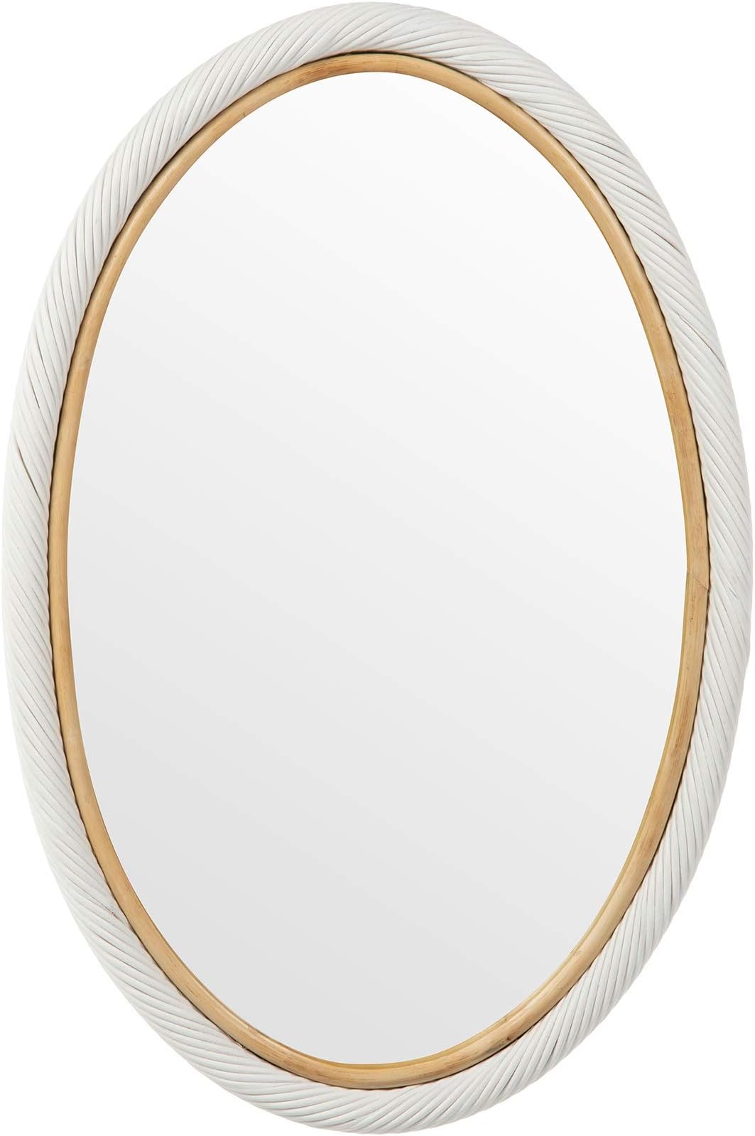 Kouboo Oval Twisted Rattan Wall Mirror, White Home & Kitchen