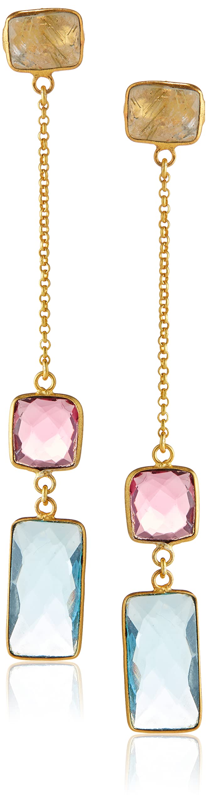 BioriTourmaline Crystal Daisy Dangler Earrings