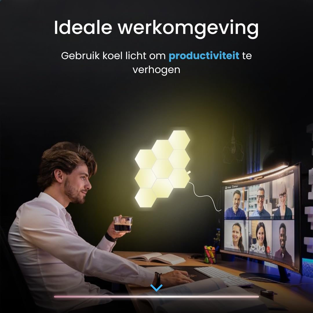 Hexagon LED Lights Touch - Wandleuchte Innen - RGB LED Beleuchtung - Gaming Zubehör - Hexagon LED Panels - 10 Stück