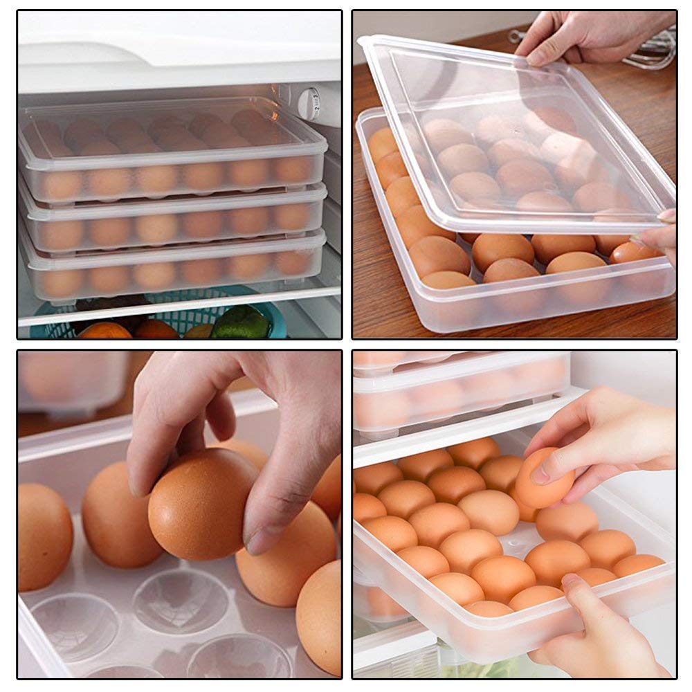 XML Eggs Tray Plastic Storage Organizer Box Container Transparent Baskets Stackable for Fridge Refrigerator For Hotel,Restaurant,Home,Kitchen Accessories Item Tools (24-EGG-BOX, 1, Count) 3