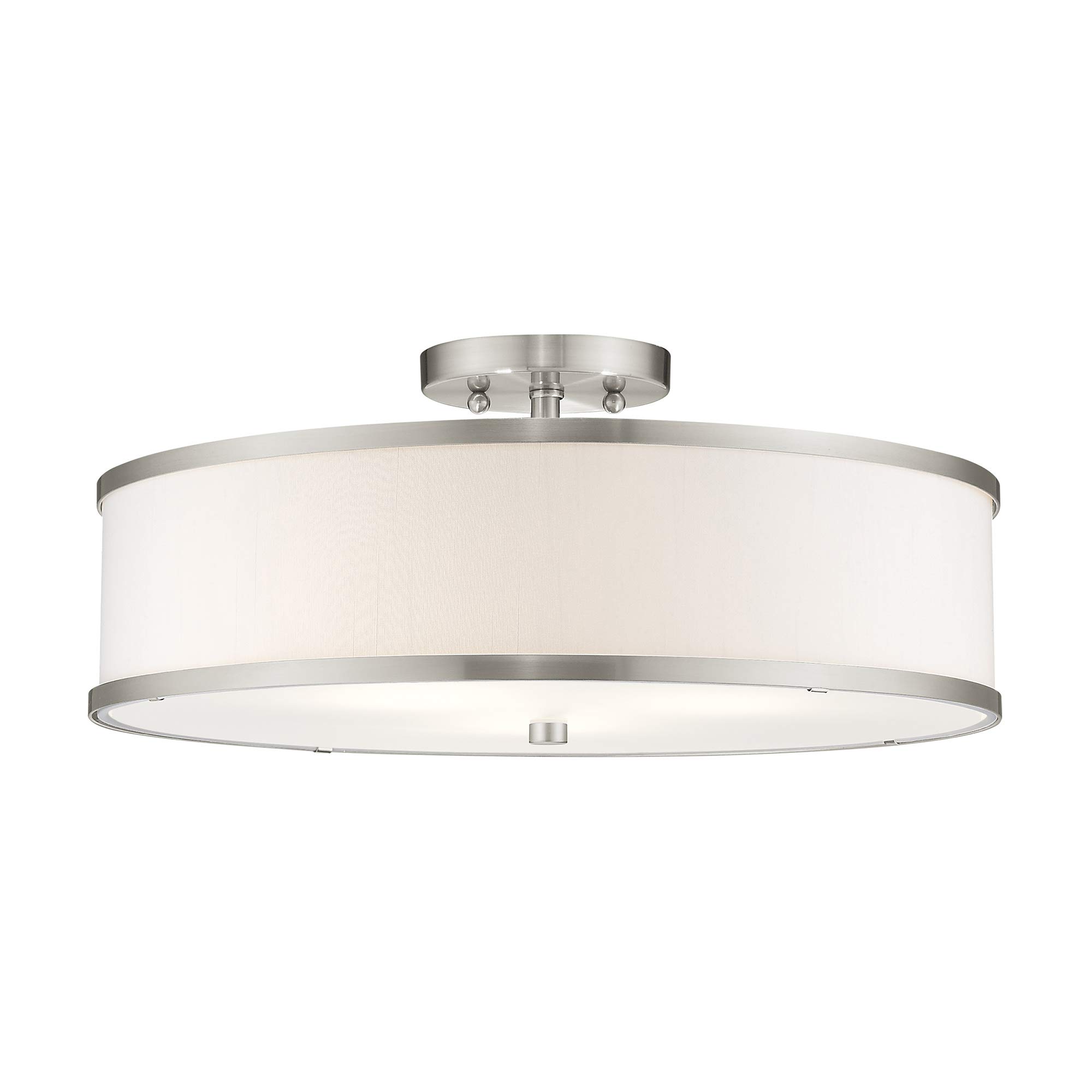 Livex Lighting 62629-91 Transitional Three Light Ceiling Mount from Park Ridge Collection in Pwt, Nckl, B/S, Slvr. Finish, Brushed Nickel