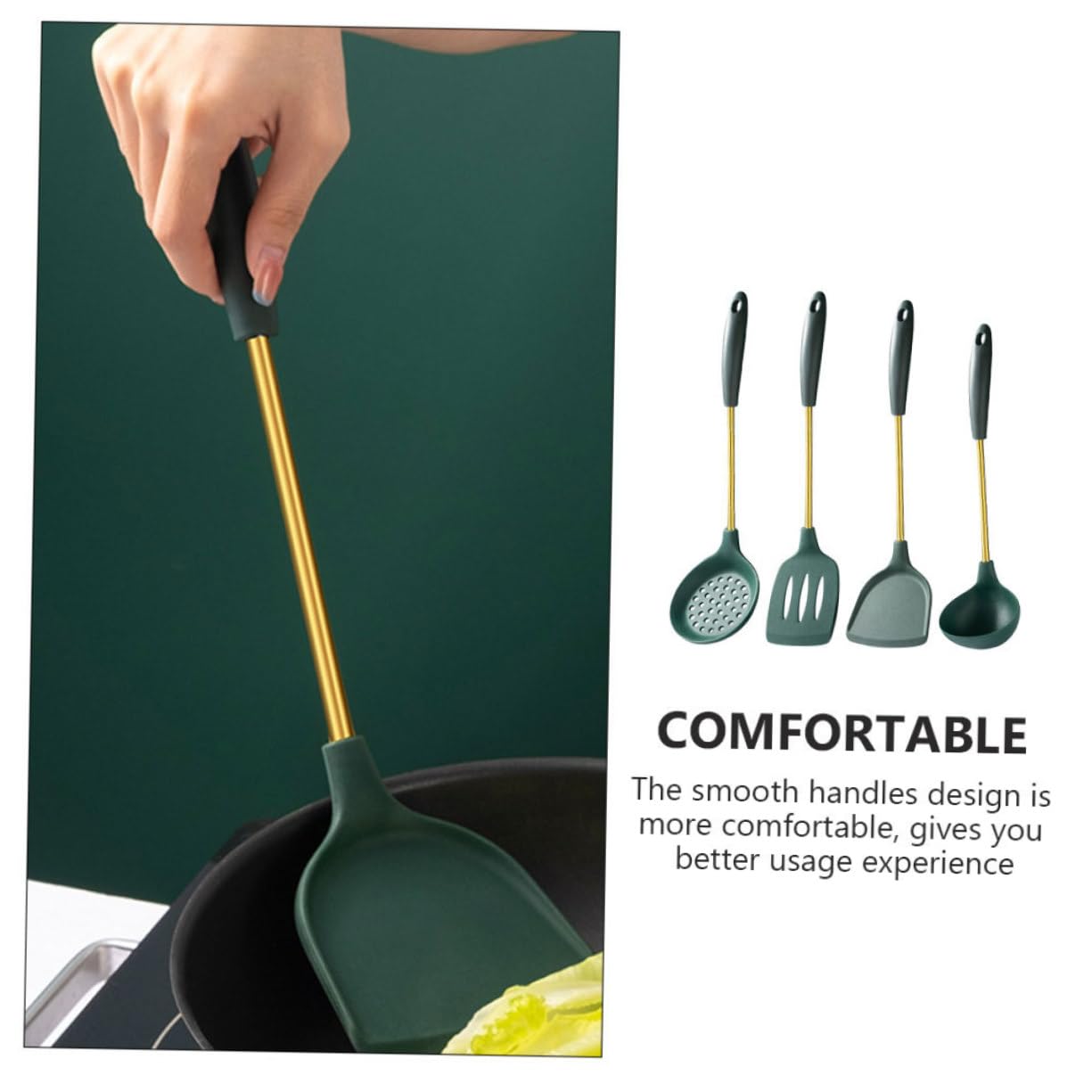 Spatole in Acciaio Inox Utensili da Cucina Antiaderente Pratico e Resistente Facile da Lavare Acqua per Soffriggere e Brasare per Appendere