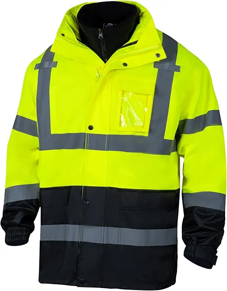 VENDACE High Visibility Reflective Safety Jackets for Men 3-in-1 ANSI Class 3 Hi Vis Winter Jacket Waterproof