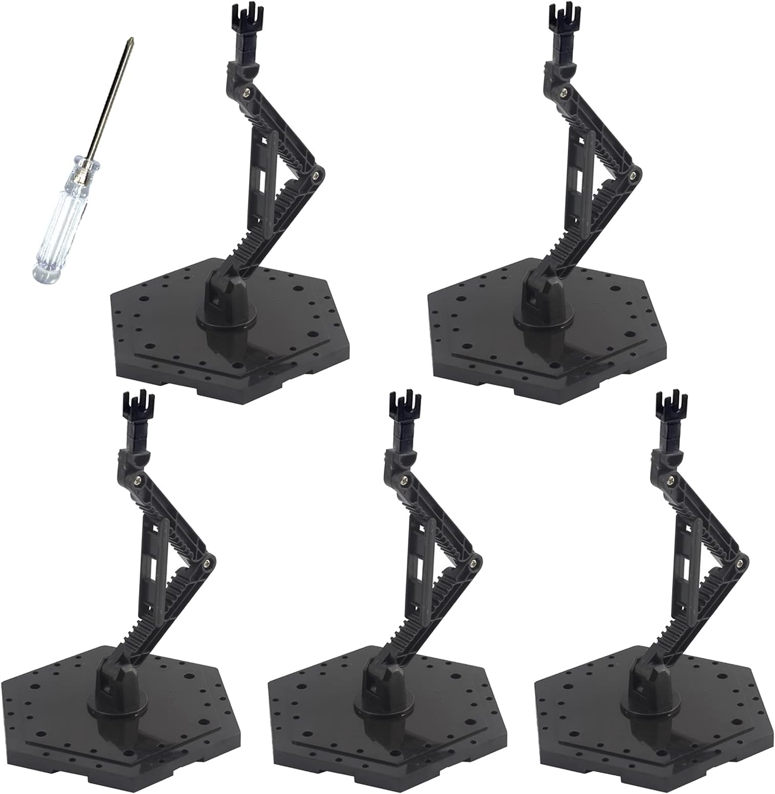 Hobby Action Base, Model Stand Hobby Display Stand Compatible with Gundam HG RG 1/144 Scale Figure Models, Black (5pcs)