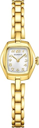 Miniatura 2 de JIANDUN Reloj vintage pequeño dorado para mujer, elegante pulsera de acero inoxidable, resistente al agua con herramientas incluidas
