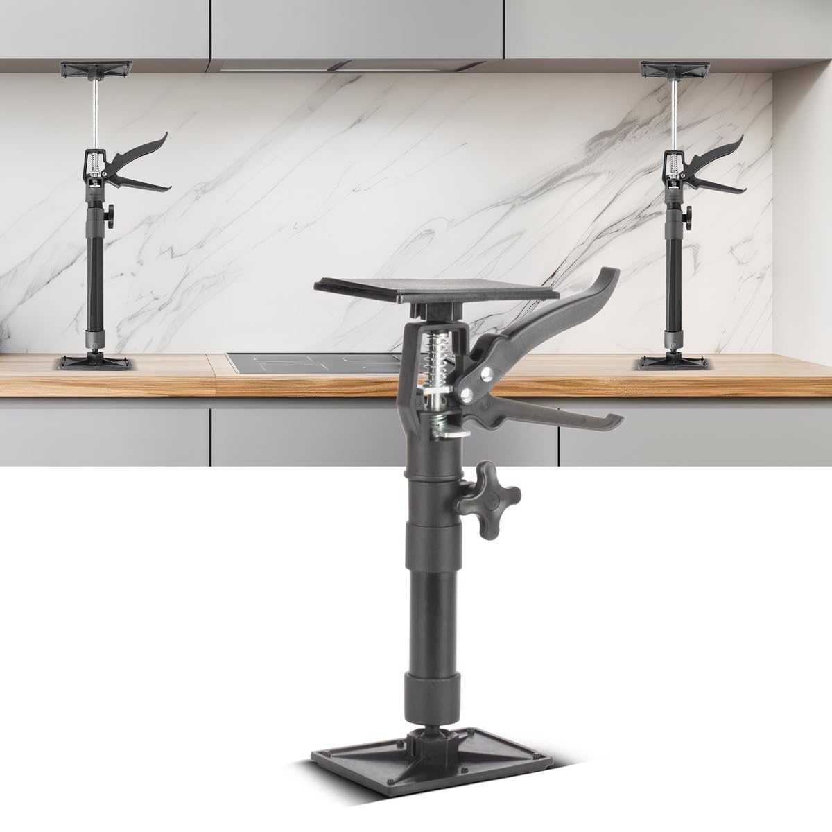 STAHLWERK Teleskop-Stützstange 4er Set 30-59 cm mit 43 kg Tragkraft Montagestütze | Baustütze | Teleskopstütze | Türspanner | Deckenstütze | Spannstütze | Einhandstütze | Schnellspannstütze