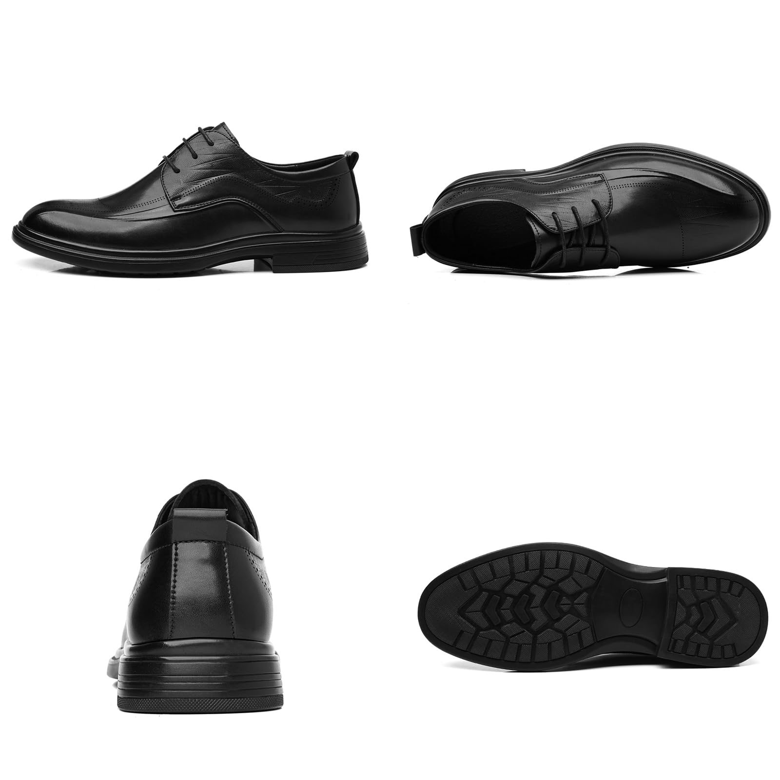 Scarpe Oxford Eleganti da Uomo, Scarpe da Sposa Classiche Stringate, Punta affilata, in Pelle, Tinta Unita, per Cerimonie