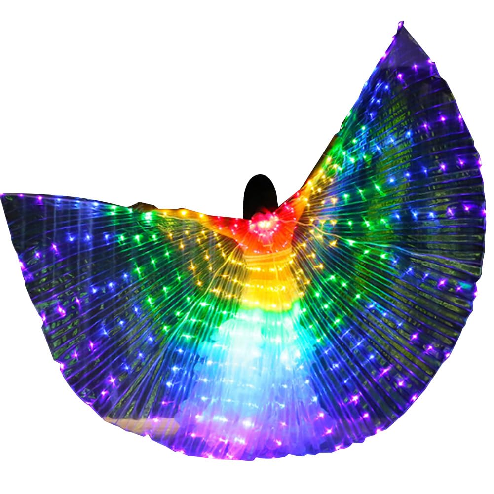 LED Lights Belly Dance Isis Wings With Telescopic Stick Colorful Butterfly Wings Belly Dance Wings Dance Wings Carnival Halloween Glowing Costumes