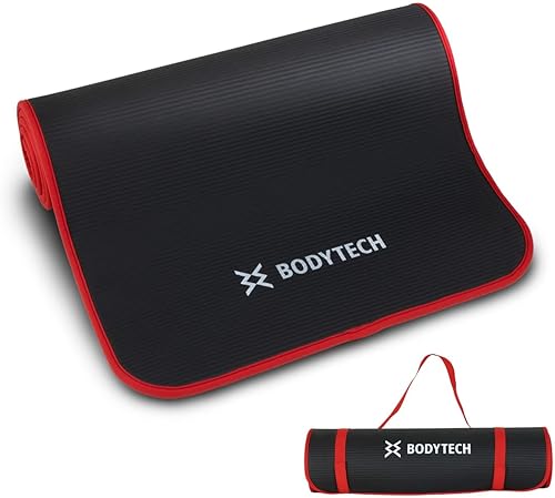 BODYTECH Esterilla de yoga para ejercicio con protección de bordes y extra ancha de 27.6 pulgadas de grosor para gimnasio y fitness en casa.