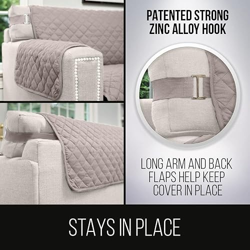 Miniatura 4 de Sofa Shield Funda de sofá con correa, reversible, resistente a las manchas y al desgarro, funda acolchada de microfibra, lavables, asiento de 23