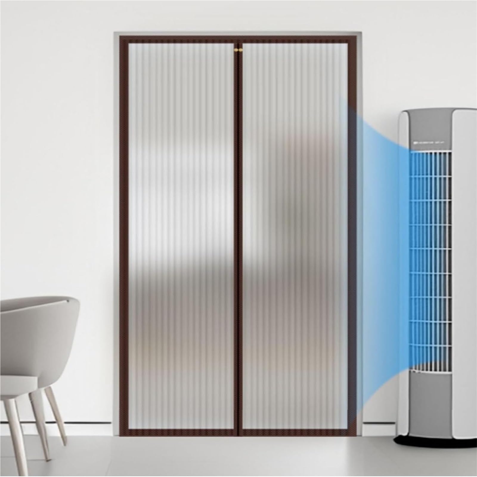 Tenda termica invernale magnetica per porta, con protezione antivento trasparente, design a chiusura automatica, per protezione dal freddo, ideale per porta d'ingresso (85 x 210 cm)